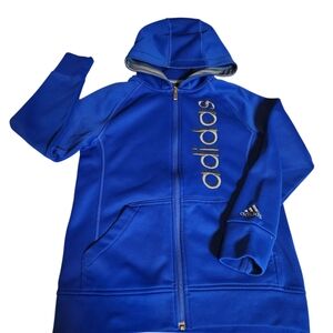 Adidas Blue Hoodie with Gold Logo